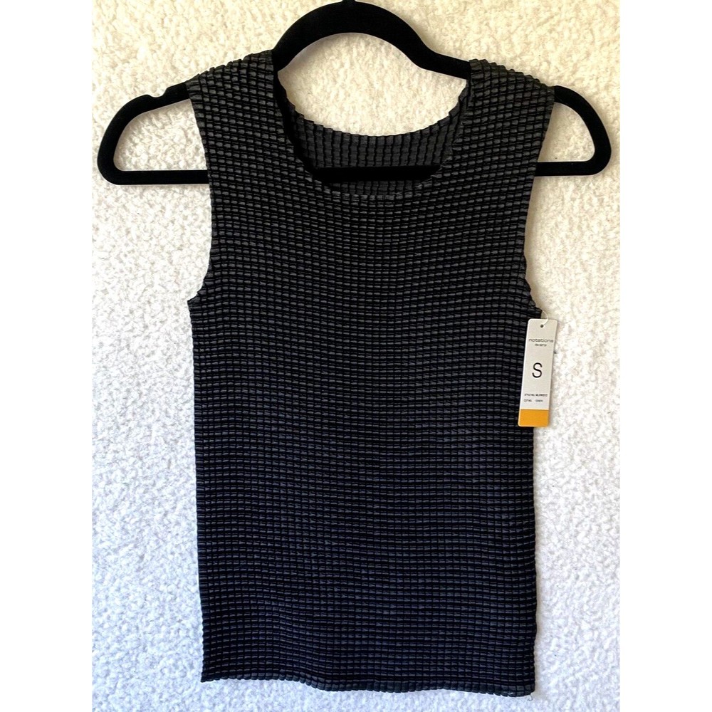 Notations Womens Small NWT Textured Black‎ Tank Top Travel Lightweight Career